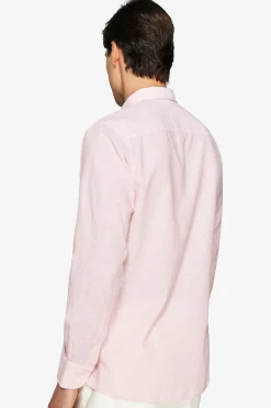 Pink linen blend relaxed shirt
