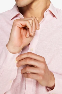 Pink linen blend relaxed shirt