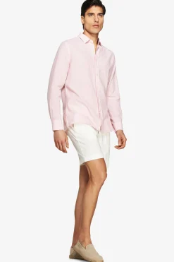 Pink linen blend relaxed shirt