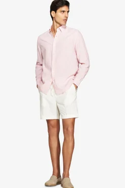 Pink linen blend relaxed shirt