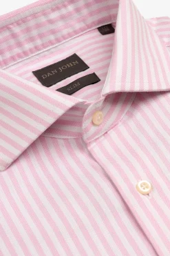 Pink textured striped slim shirt