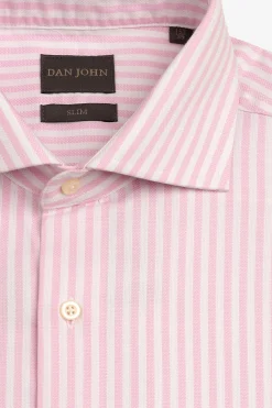 Pink textured striped slim shirt