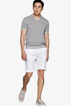 Polo in maglia treccia grigia DNJ