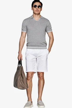 Polo in maglia treccia grigia DNJ