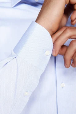 Regular fit light blue piquet shirt