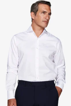 Regular fit white piquet shirt