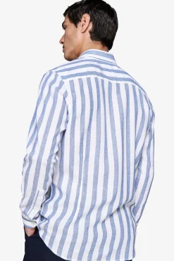 Royal blue linen blend Herringbone shirt