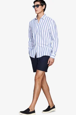 Royal blue linen blend Herringbone shirt