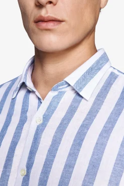 Royal blue linen blend Herringbone shirt