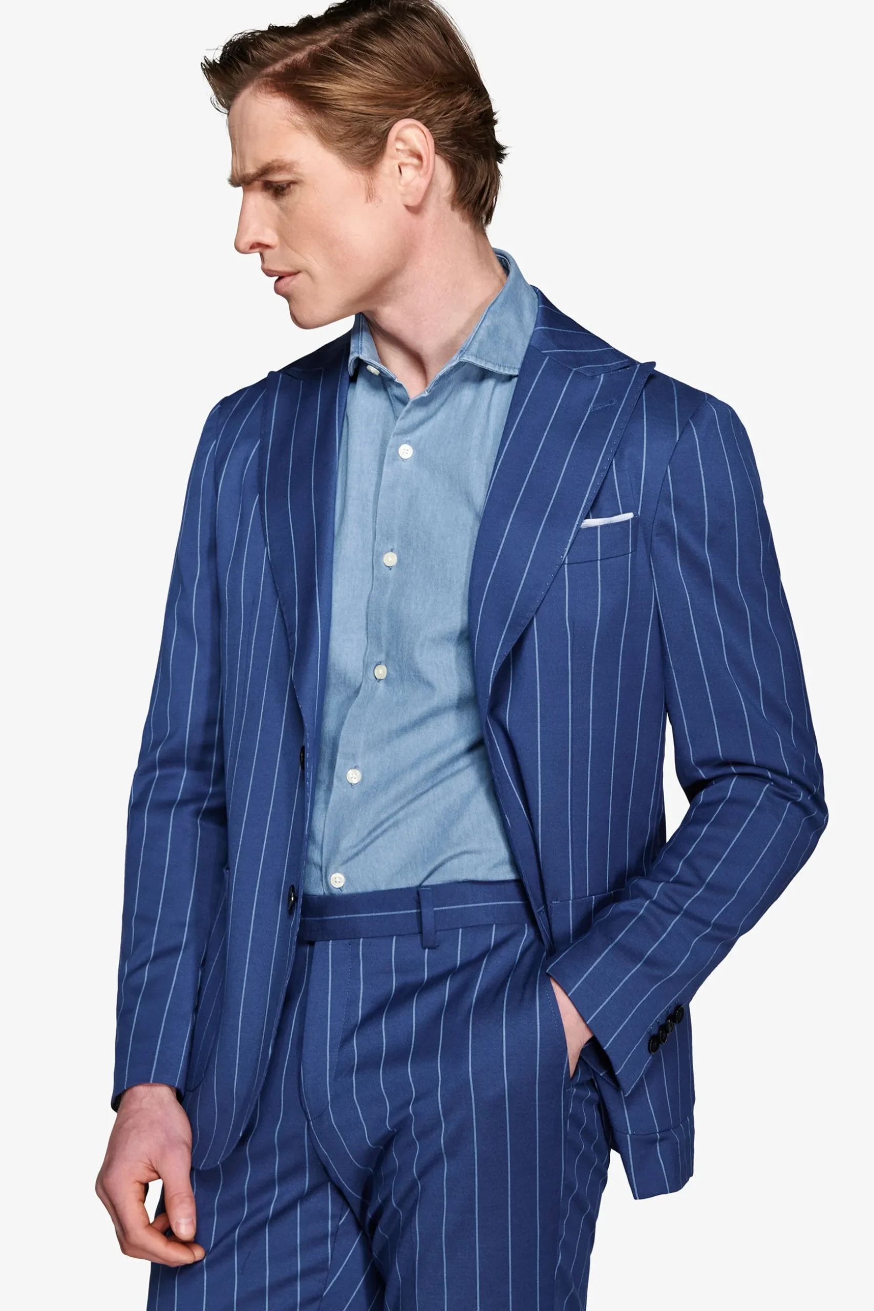 Royal blue pinstripe blazer