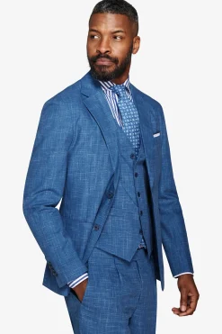 Royal blue slub canvas blazer