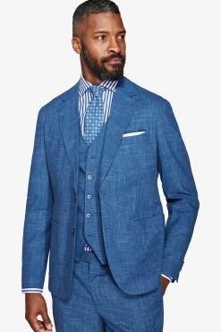 Royal blue slub canvas blazer