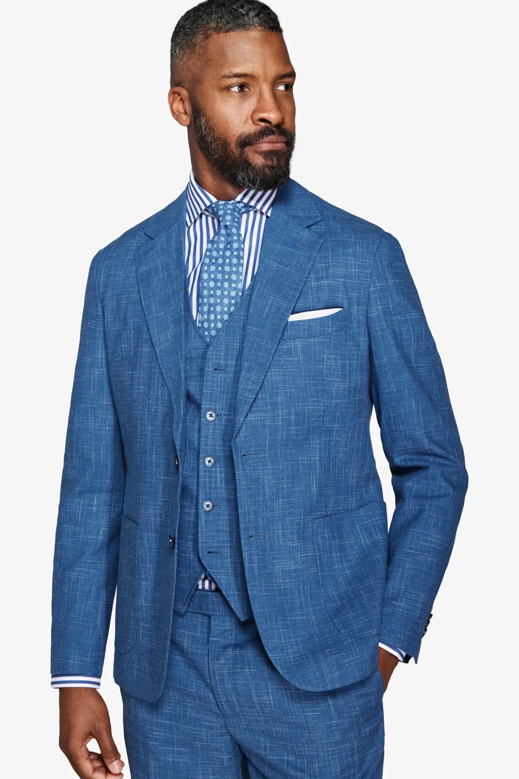 Royal blue slub canvas blazer