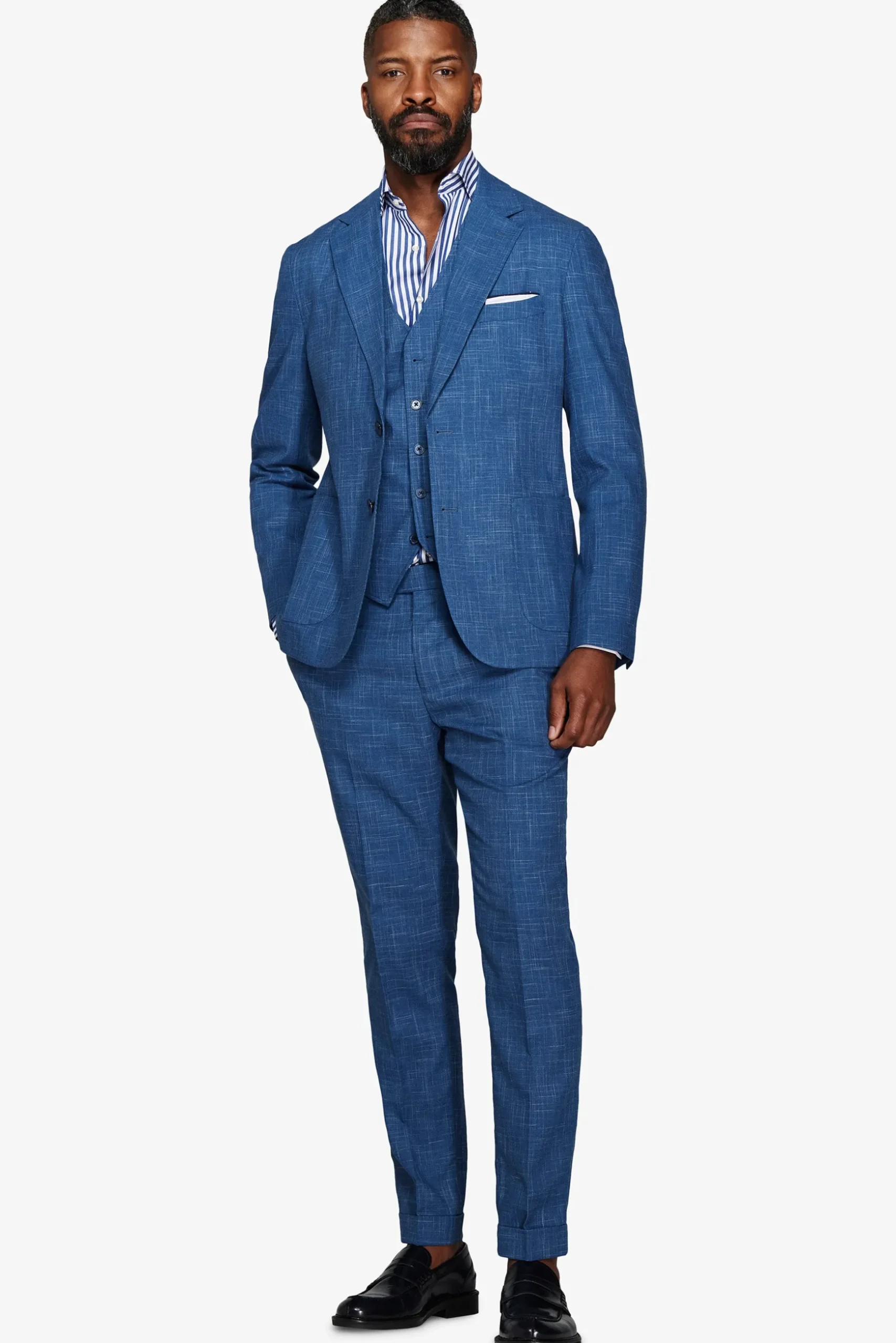 Royal blue slub canvas blazer
