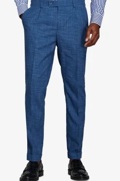 Royal blue slub canvas trousers