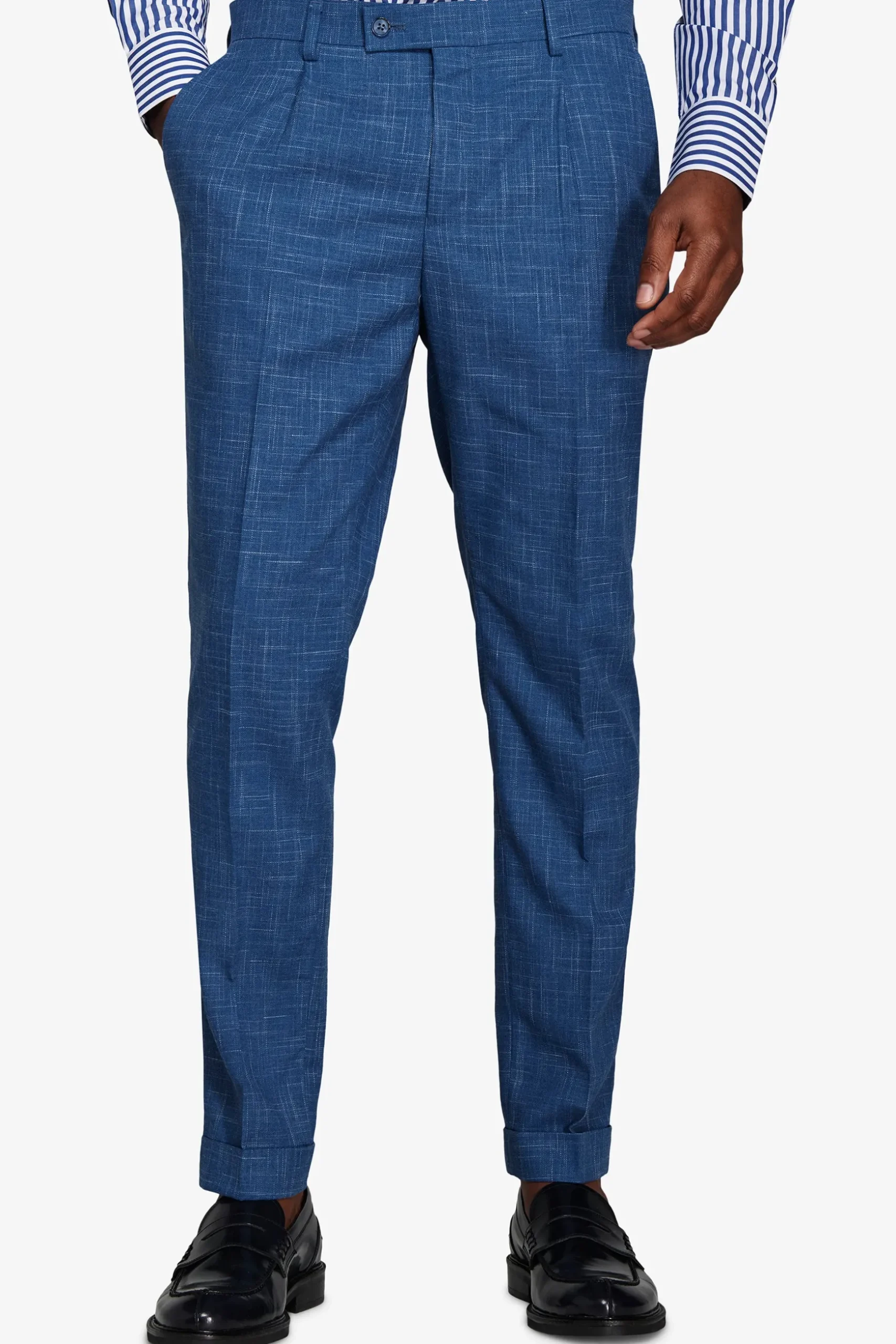 Royal blue slub canvas trousers