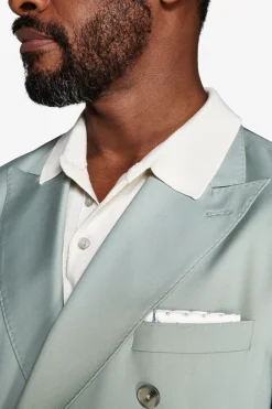 Sage double-breasted twill blazer