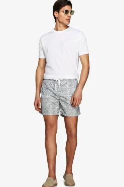 Sage floral print swim trunks
