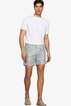 Sage floral print swim trunks