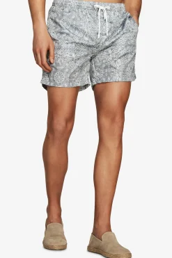Sage floral print swim trunks