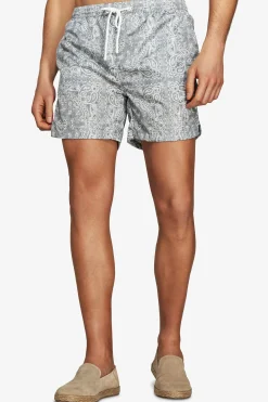 Sage floral print swim trunks