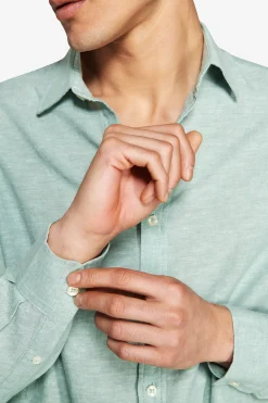 Sage linen blend relaxed shirt