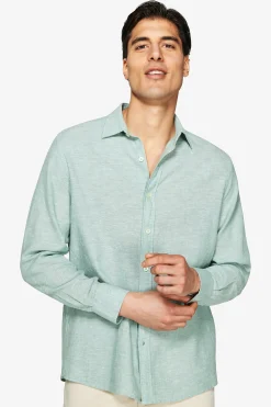 Sage linen blend relaxed shirt