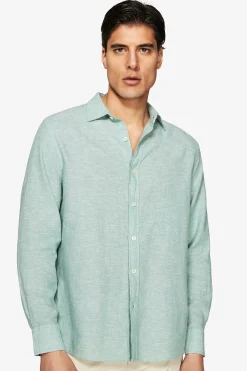 Sage linen blend relaxed shirt