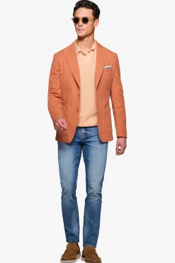 Salmon peak lapel textured blazer