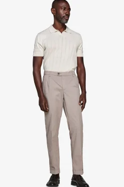 Sand flat rib knit polo shirt