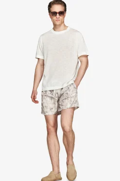 Sand geometric print swim trunks