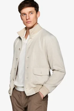Sand jersey piquet bomber jacket