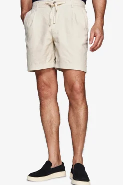 Sand linen blend Bermuda shorts