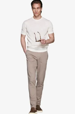 Sand linen blend crewneck knit