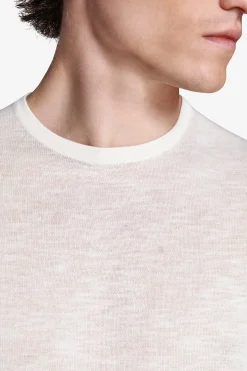 Sand linen blend crewneck knit