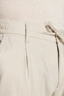 Sand linen blend drawstring pants