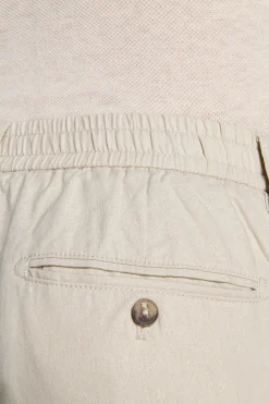 Sand linen blend drawstring pants