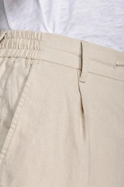 Sand linen blend drawstring pants