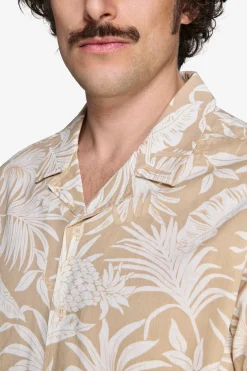 Sand linen blend Hawaiian shirt