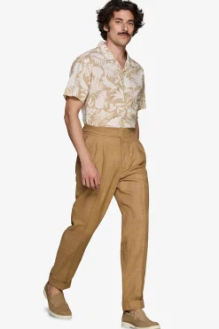Sand linen blend Hawaiian shirt