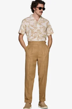 Sand linen blend Hawaiian shirt