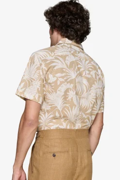 Sand linen blend Hawaiian shirt