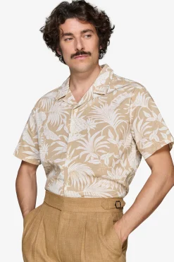 Sand linen blend Hawaiian shirt