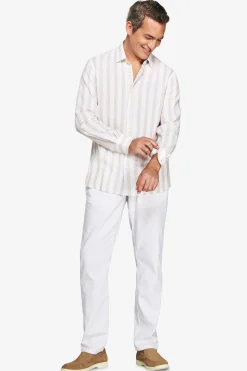 Sand linen blend Herringbone shirt