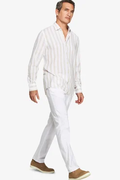 Sand linen blend Herringbone shirt