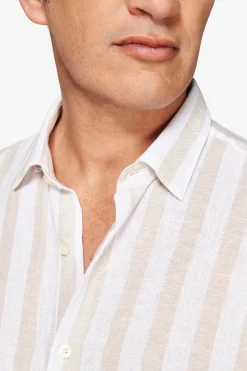 Sand linen blend Herringbone shirt