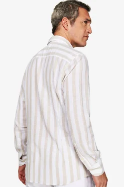 Sand linen blend Herringbone shirt
