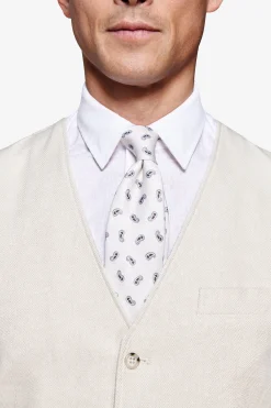 Sand linen blend Herringbone waistcoat
