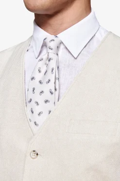 Sand linen blend Herringbone waistcoat