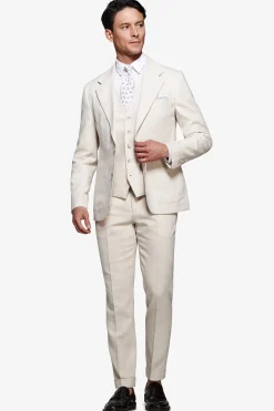 Sand linen blend Herringbone blazer